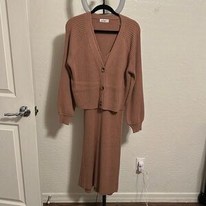 Pink Blush Maternity Dress and Cardigan